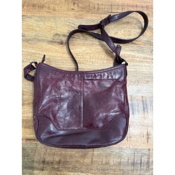 Frye Burgundy Melissa Button 100% Soft Leather Crossbody Bag Snap Zipper Zip EUC - Picture 7 of 14
